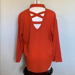 Orange Hi Lo Back Cut-out Blouse Women’s XL
